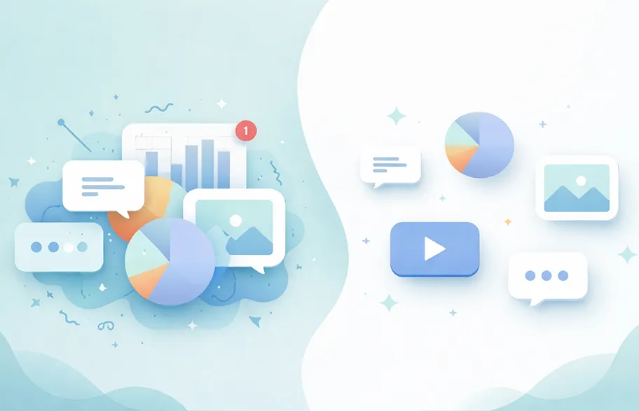 Illustrazione che mostra il contrasto tra sovraccarico visivo e ordine nel design di un sito web