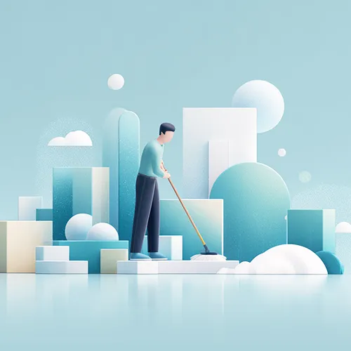 Illustrazione concettuale che rappresenta la pulizia visiva e l’ordine come metafora di un sito più chiaro e leggibile