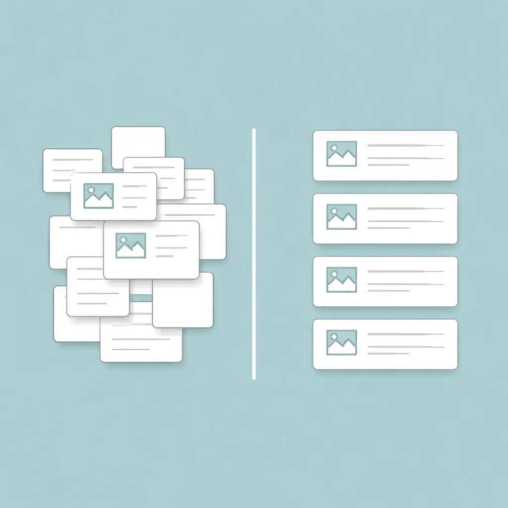 Confronto tra homepage disordinata e homepage con struttura chiara e organizzata